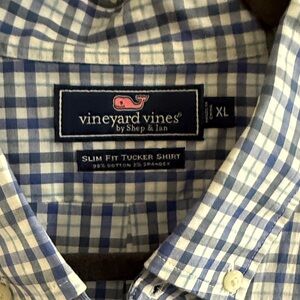 Vineyard Vines Blue and White Check Slim Fit Button-Down Shirt